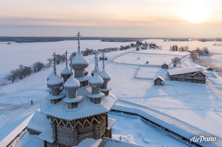 Kizhi in winter. Karelia, Russia