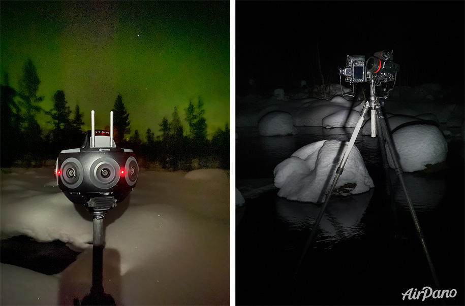 Filming northern lights on the Kola Peninsula