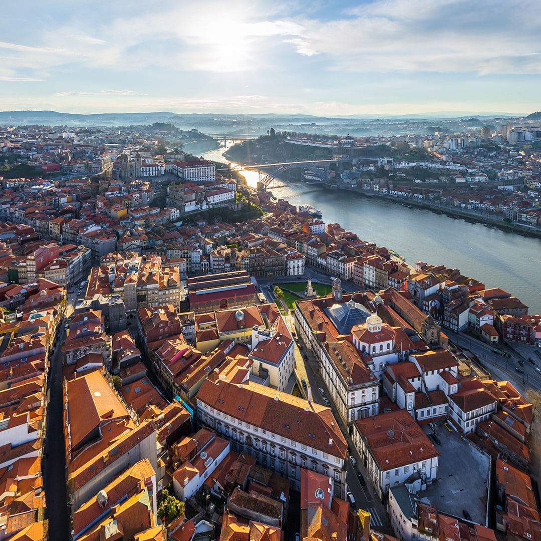 Porto, Portugal. 360° 6K aerial video