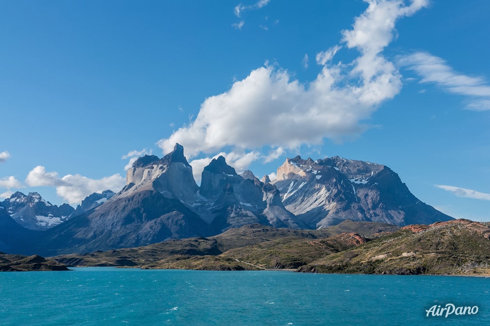 Torres del Paine from lake Pehoe